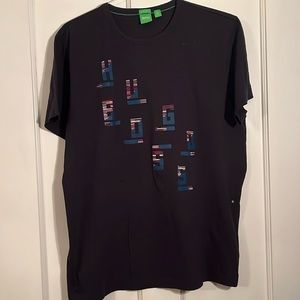 Hugo Boss Black Tee with Blue and Red Accents